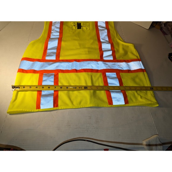 High VIS Vest Men's Large Yellow Orange Reflective Mesh Towing Highway - Picture 8 of 10